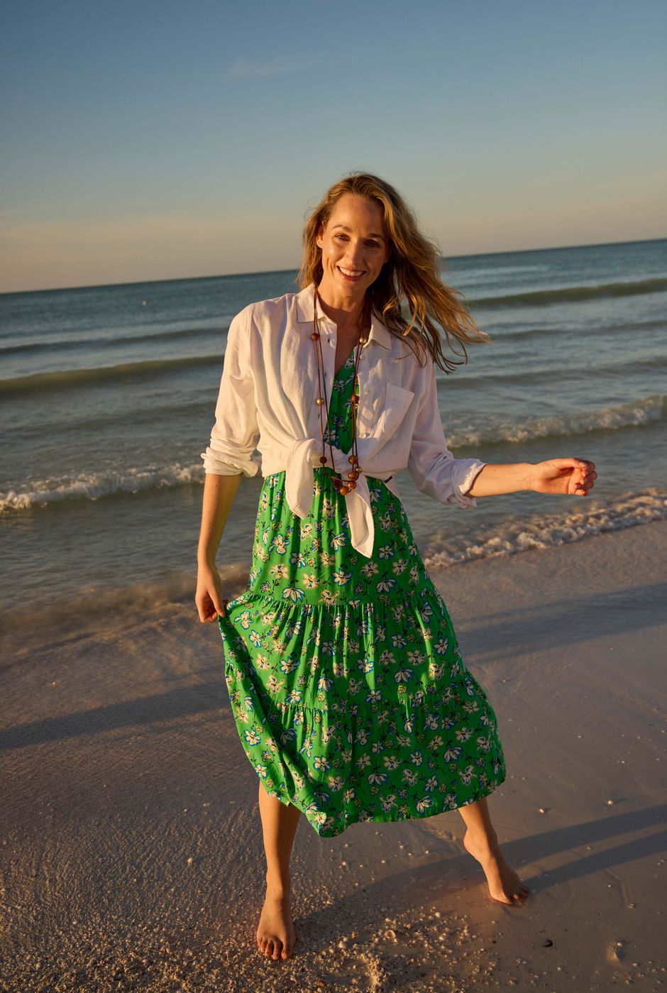 Mala Lenzing EcoVero™ Printed Sleeveless Dress Grass Green