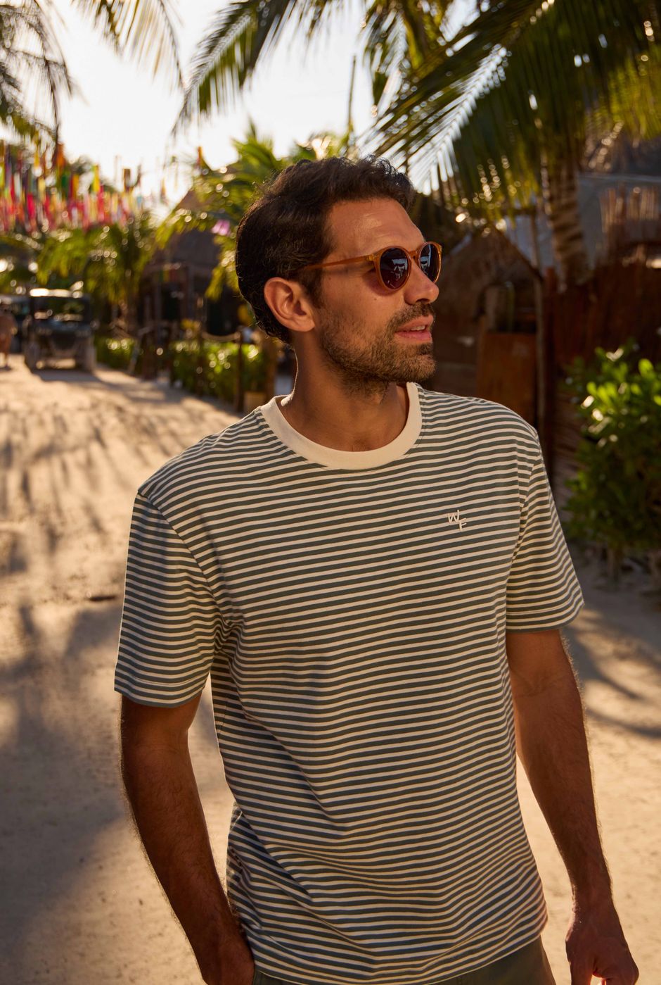 Adair Super Soft Striped T-Shirt Army Green