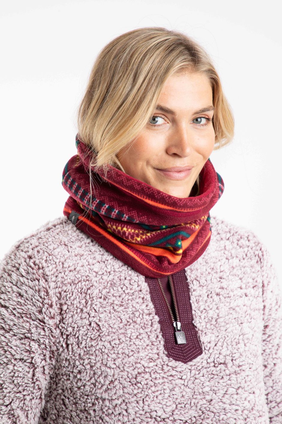 Camira Printed Reversible Fleece Snood Antique Cherry