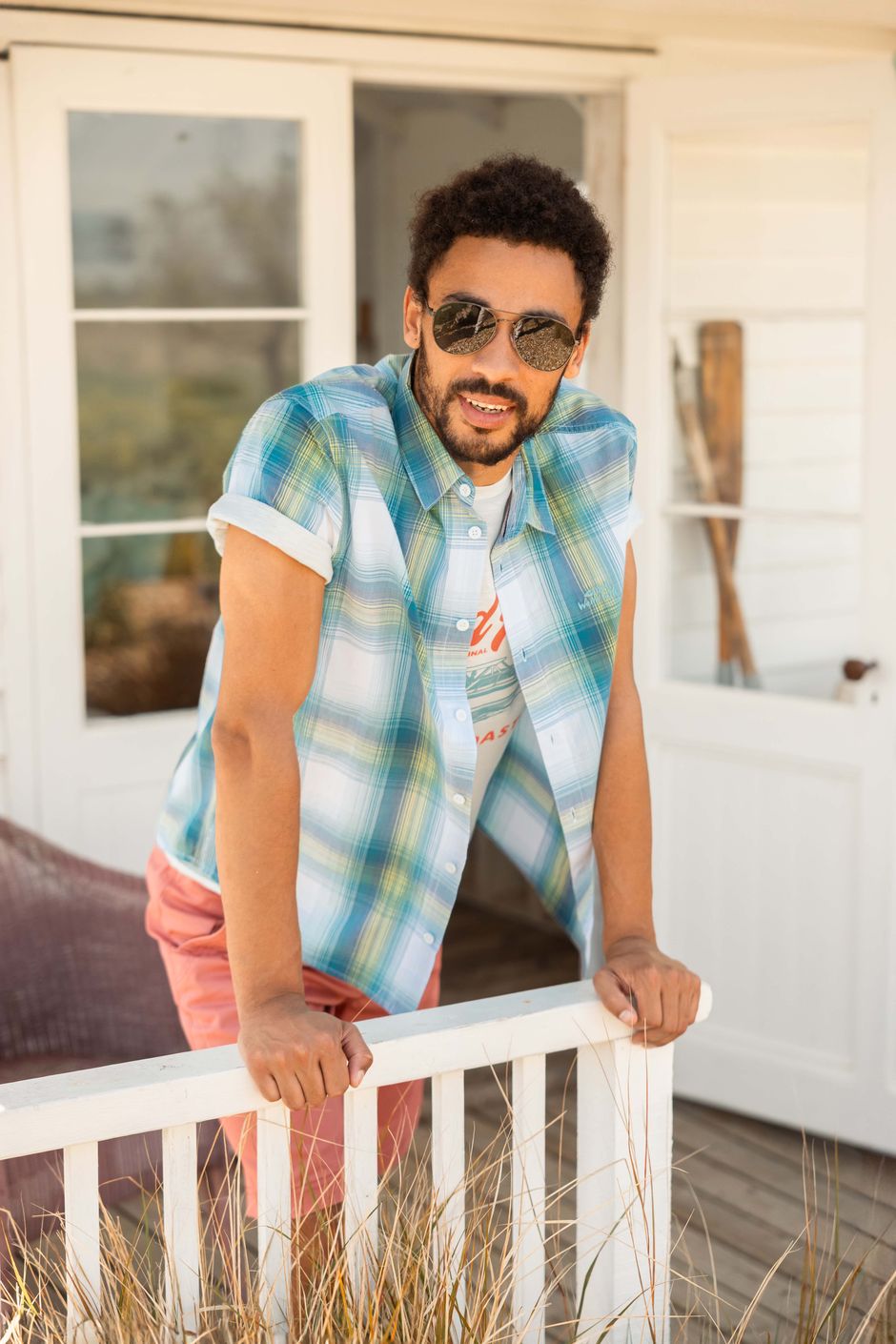 Judd Short Sleeve Check Shirt Off White