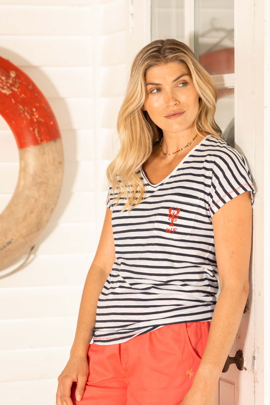 Liora Embroidered Pocket T-Shirt Navy