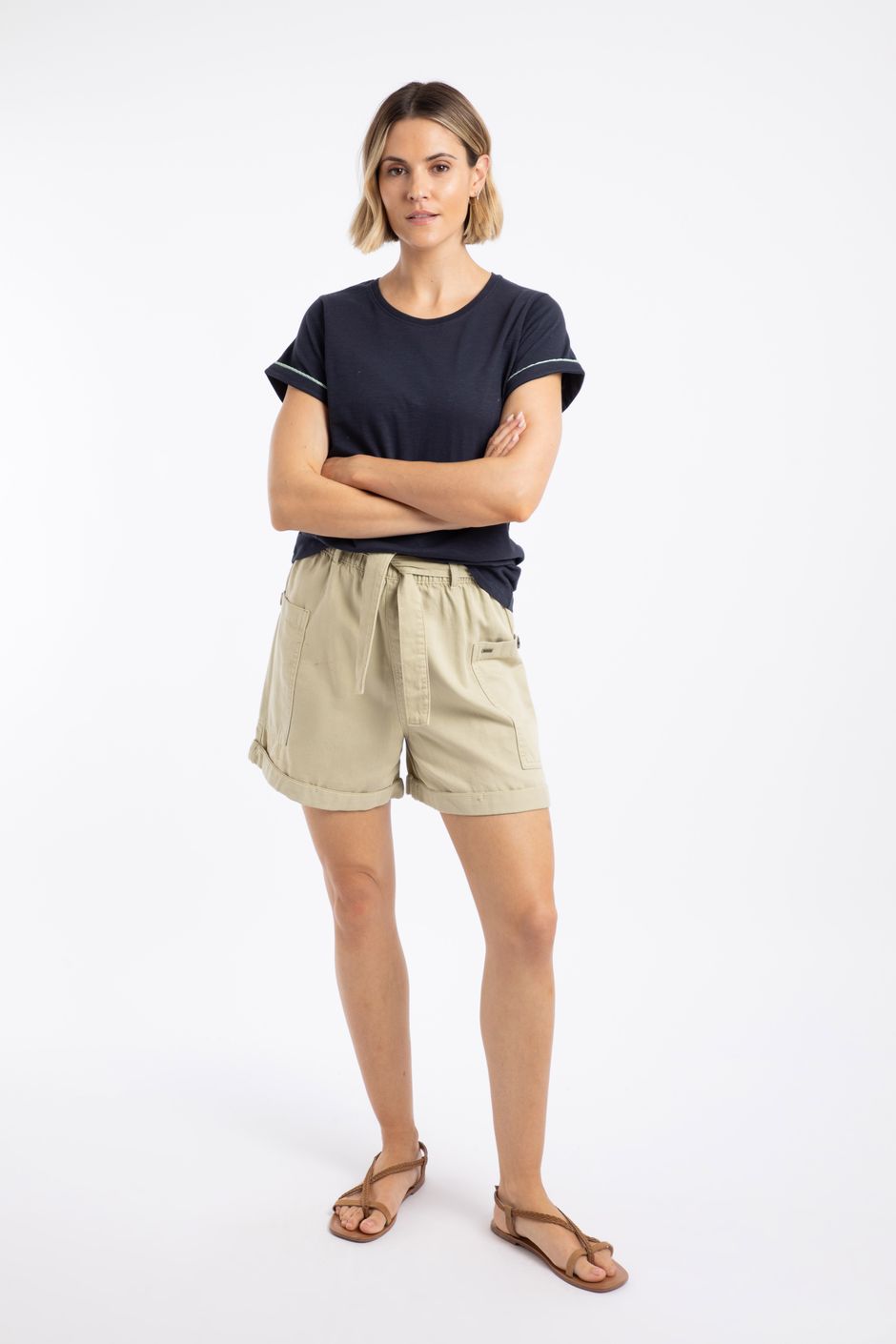 Cynthia Cotton Twill Shorts Oyster