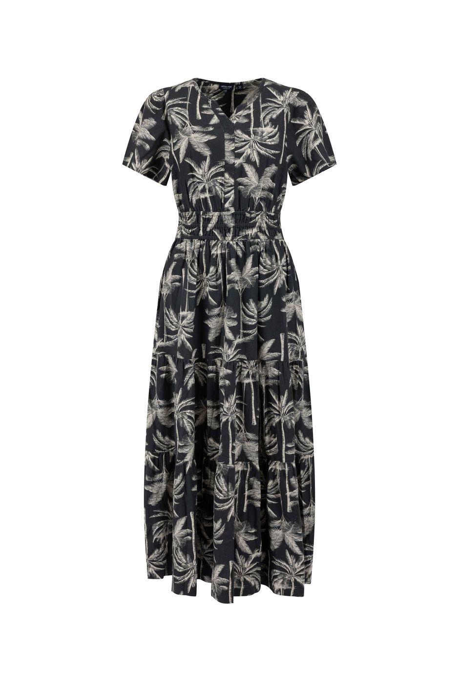 Rhianne Printed Tiered Maxi Dress Black