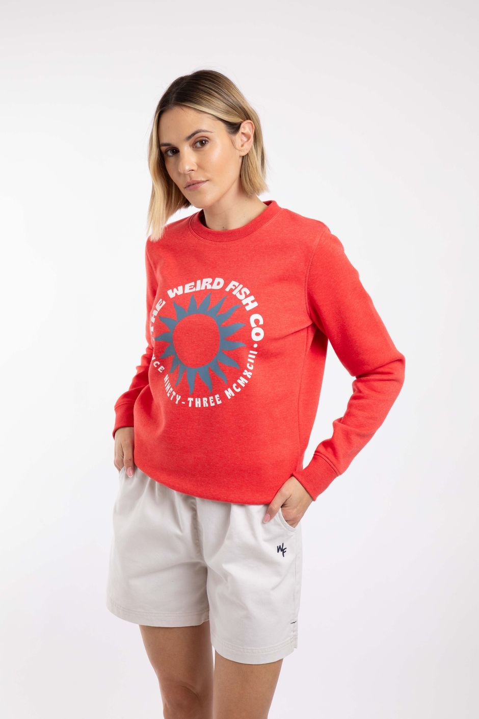 Aurora Graphic Crew Neck Sweatshirt Dark Coral