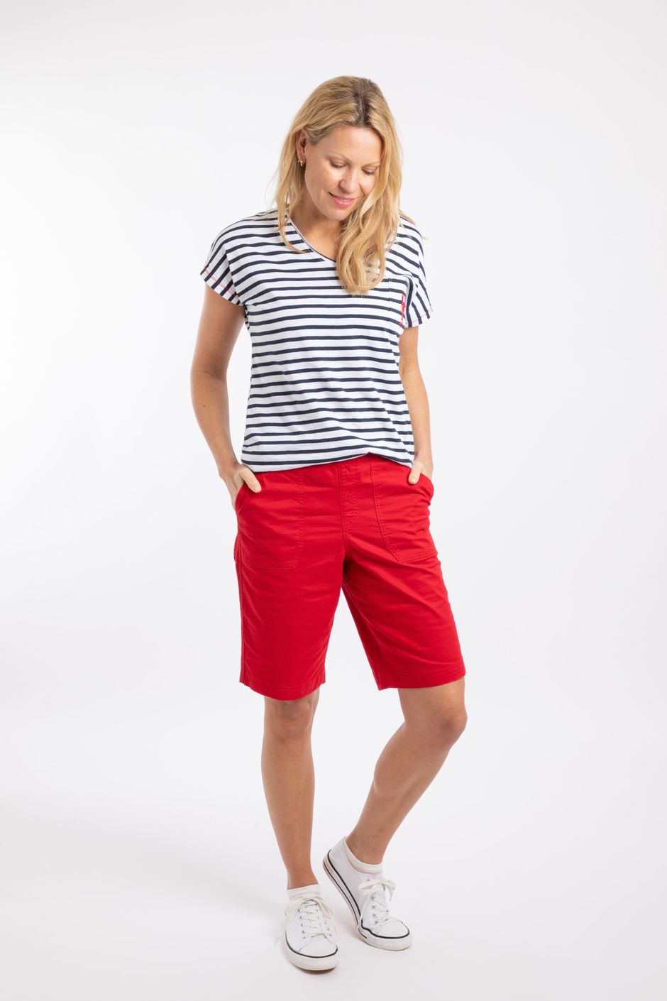 Kinnie Flat Fronted Shorts Barberry Red Marl