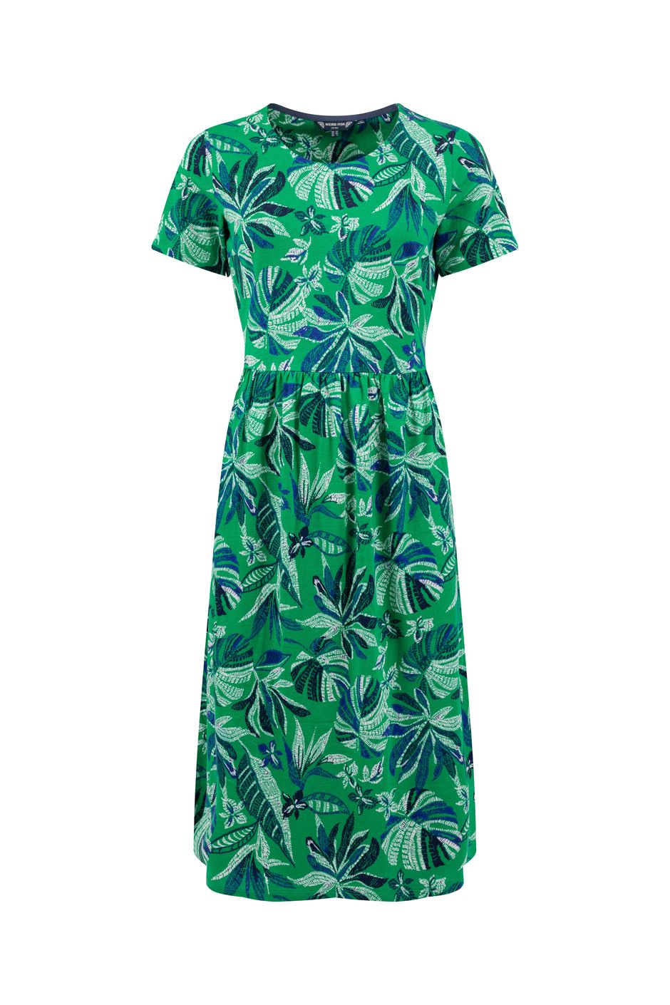 Celsia Printed Jersey Scoop Midi Dress Cactus Green