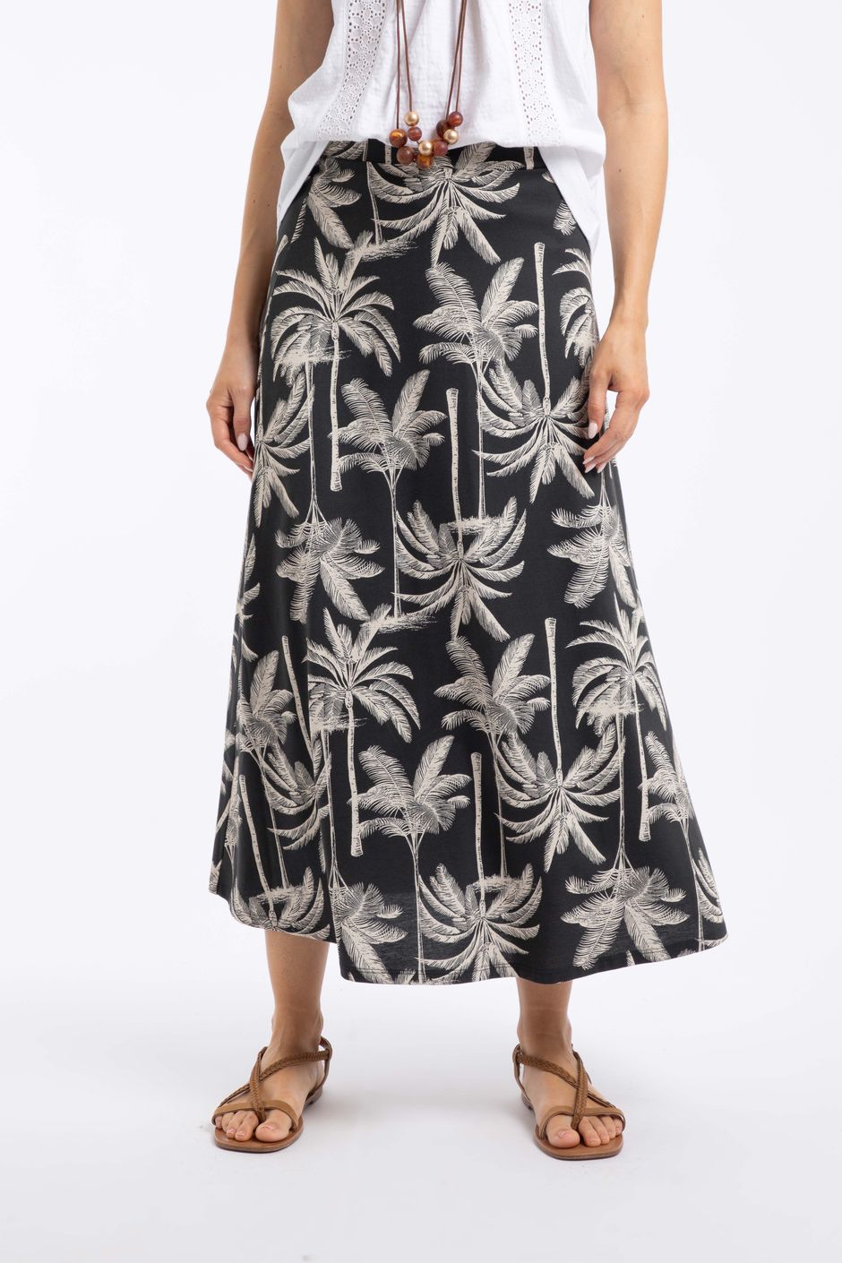 Eloriah Printed Jersey Midi Skirt Black