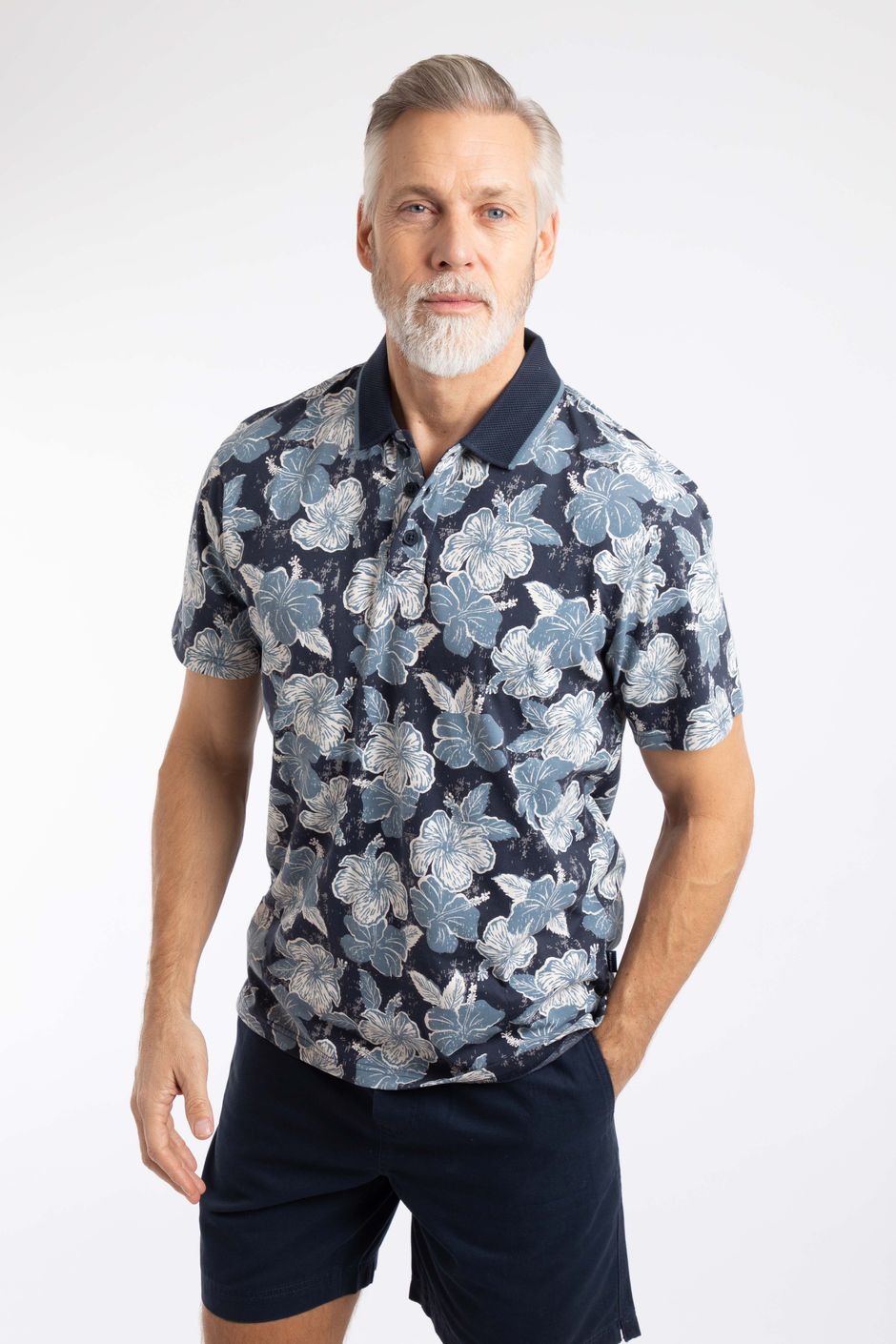 Jarat Printed Jersey Polo Shirt Light Blue