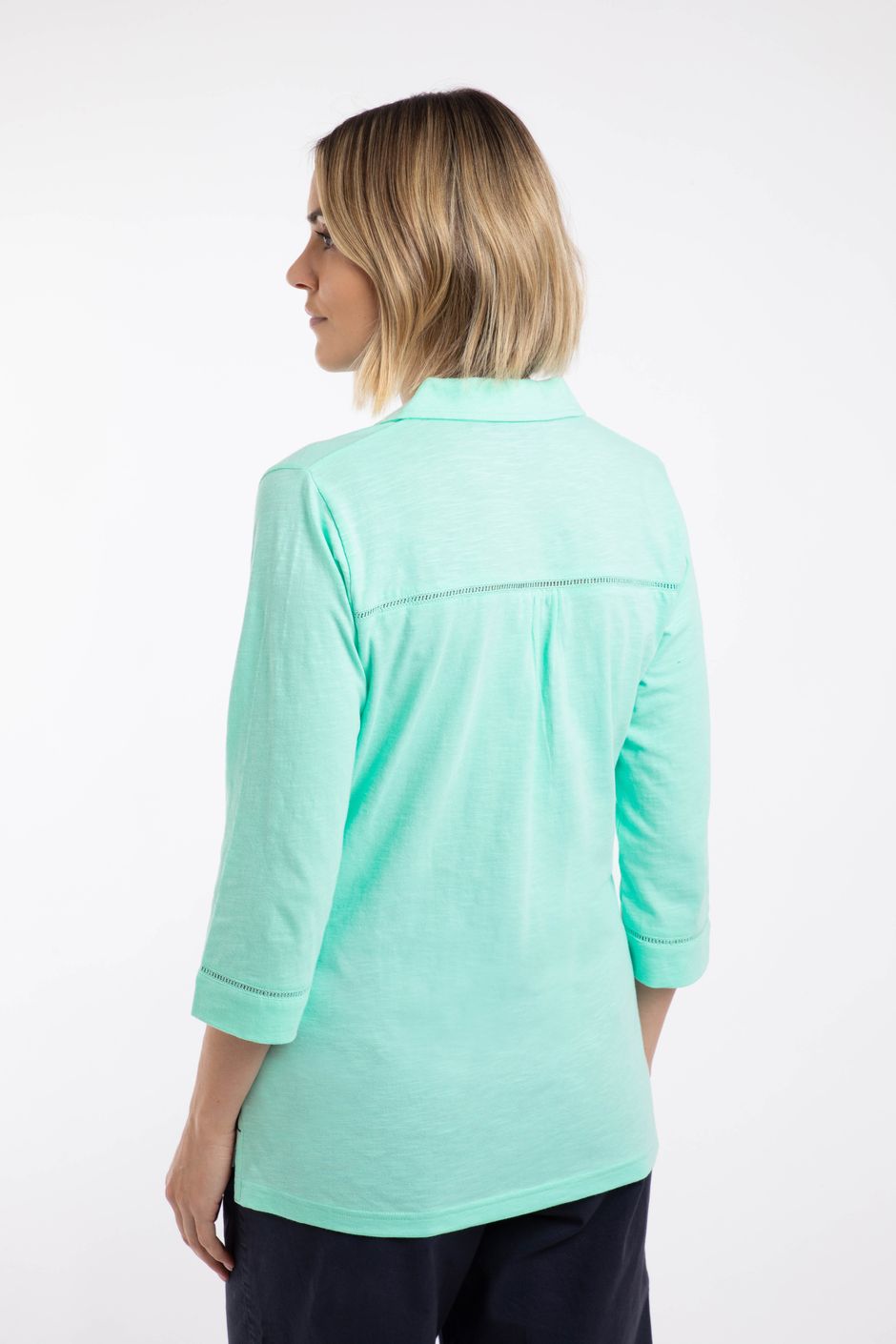 Annare 3/4 Sleeve Jersey Trophy Neck Top Apple Mint | Weird Fish