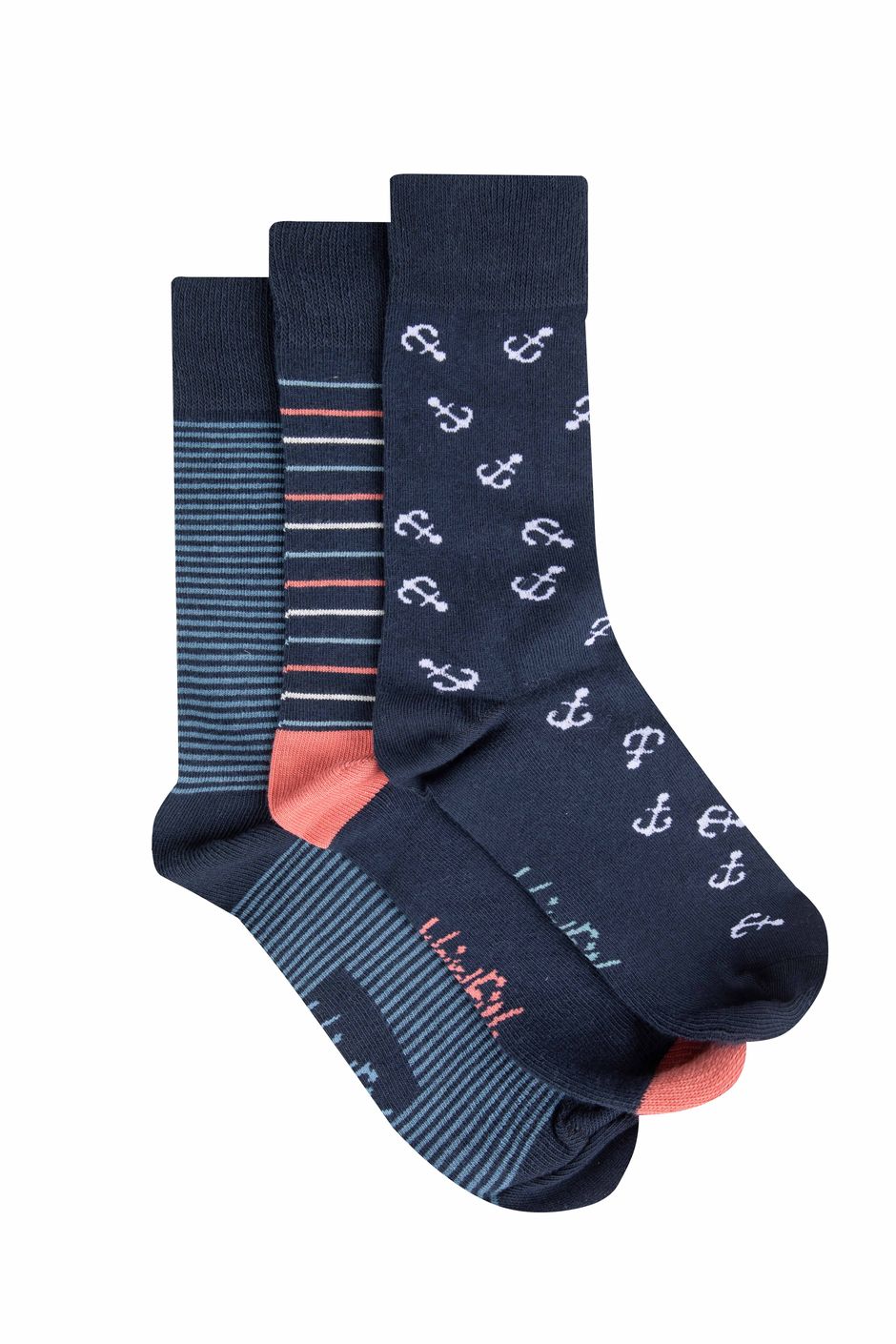 Wyatt Patterned Socks 3 Pack Dark Navy