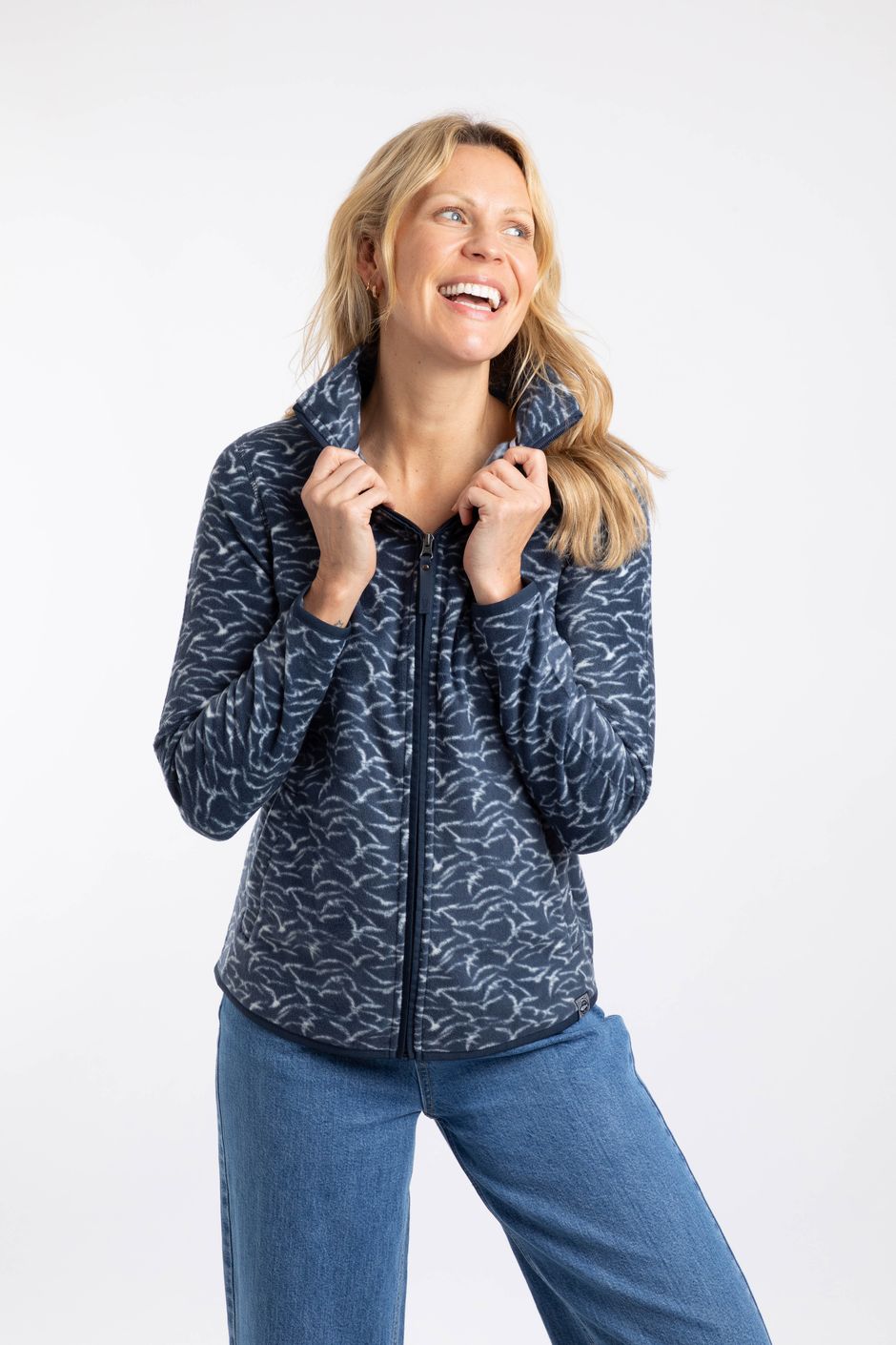 Rochelle Full Zip Printed Microfleece Night Blue