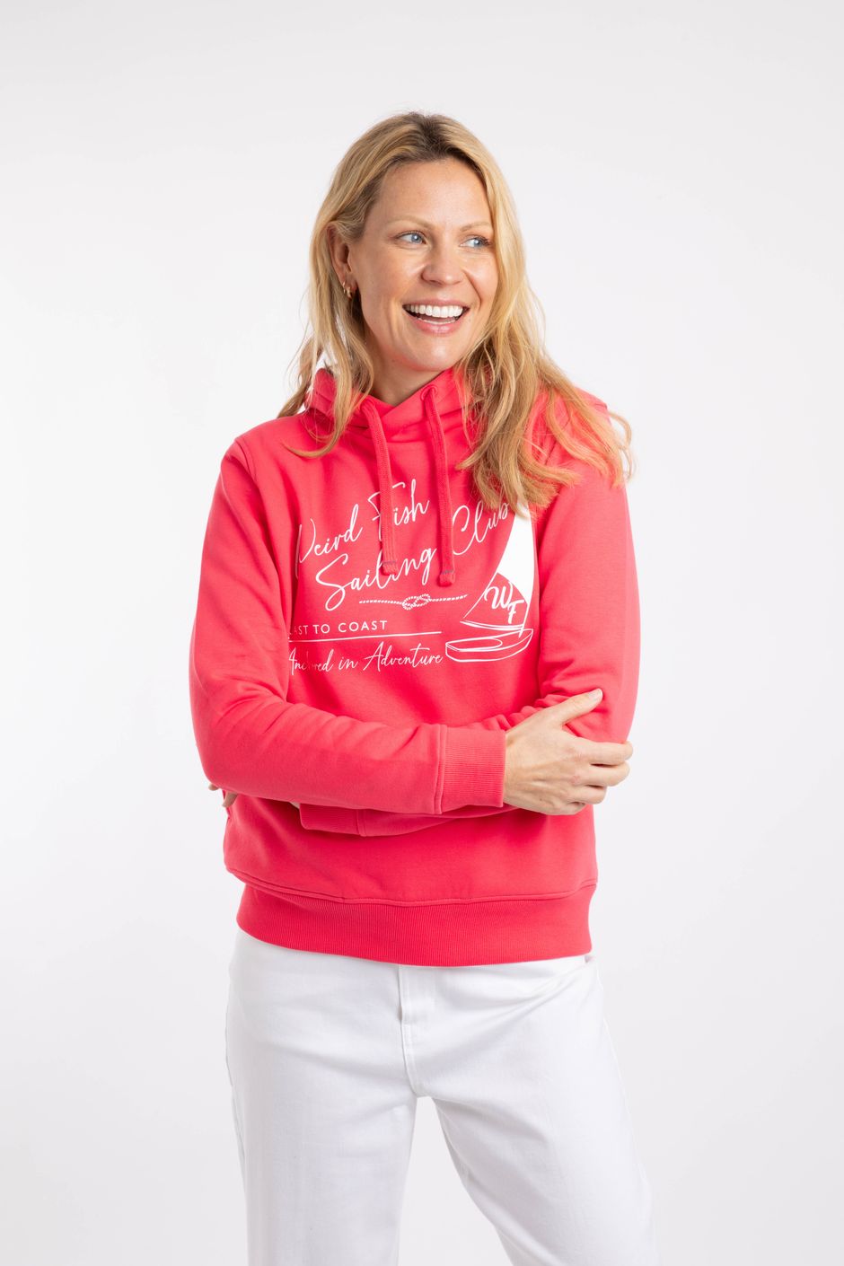 Topaz Front Print Popover Hoodie Flamingo