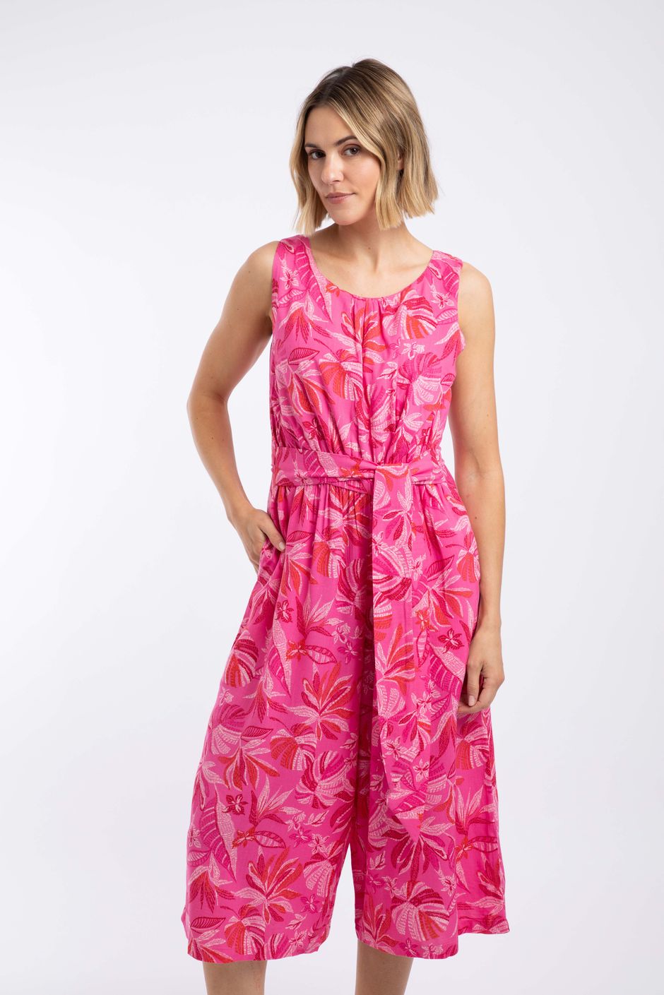 Nalani Printed Viscose Jumpsuit Hot Pink