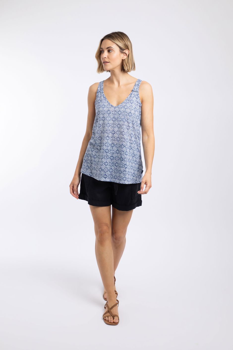 Aliana Burnout Vest Faded Blue