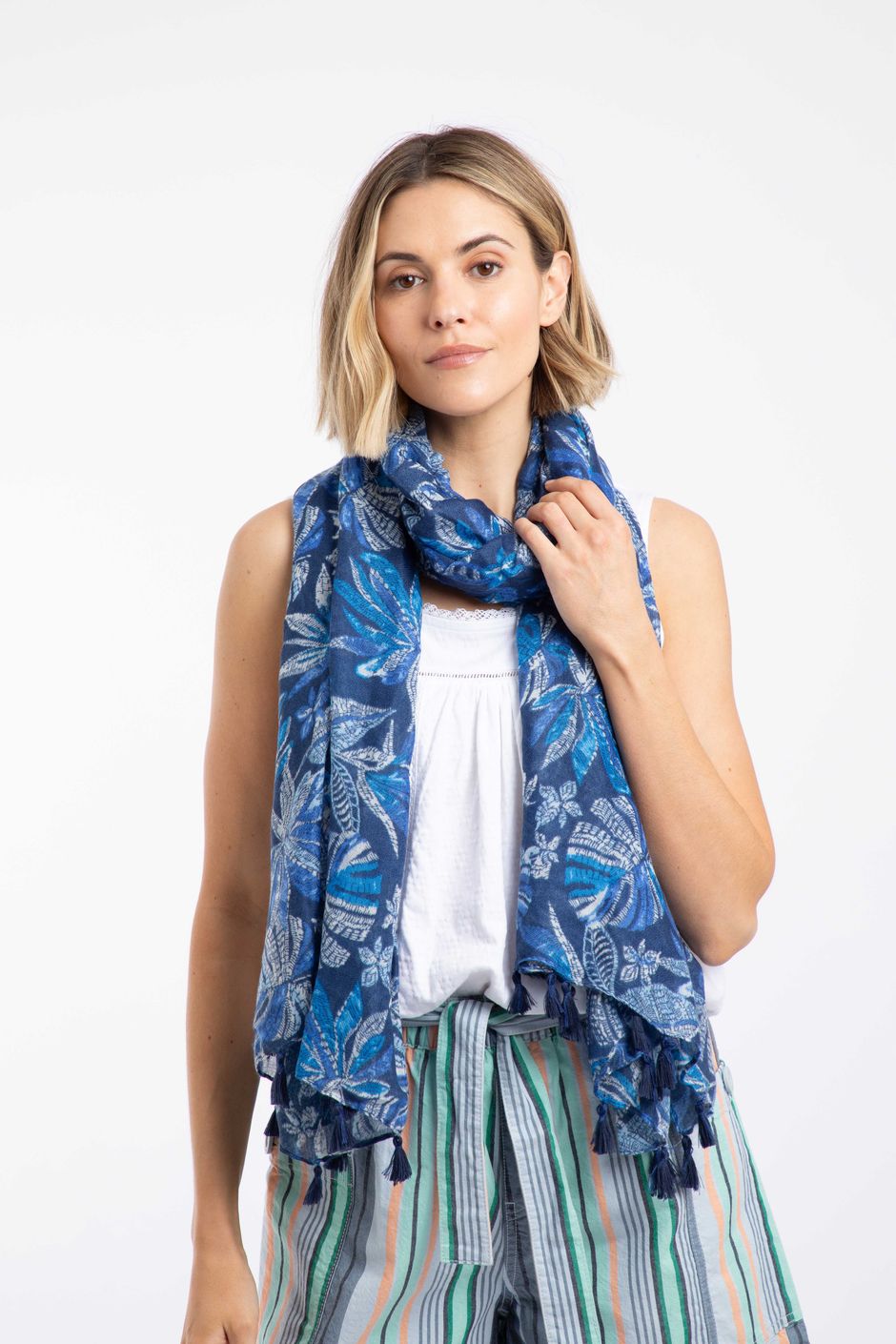Marelia Printed Scarf Blue Indigo
