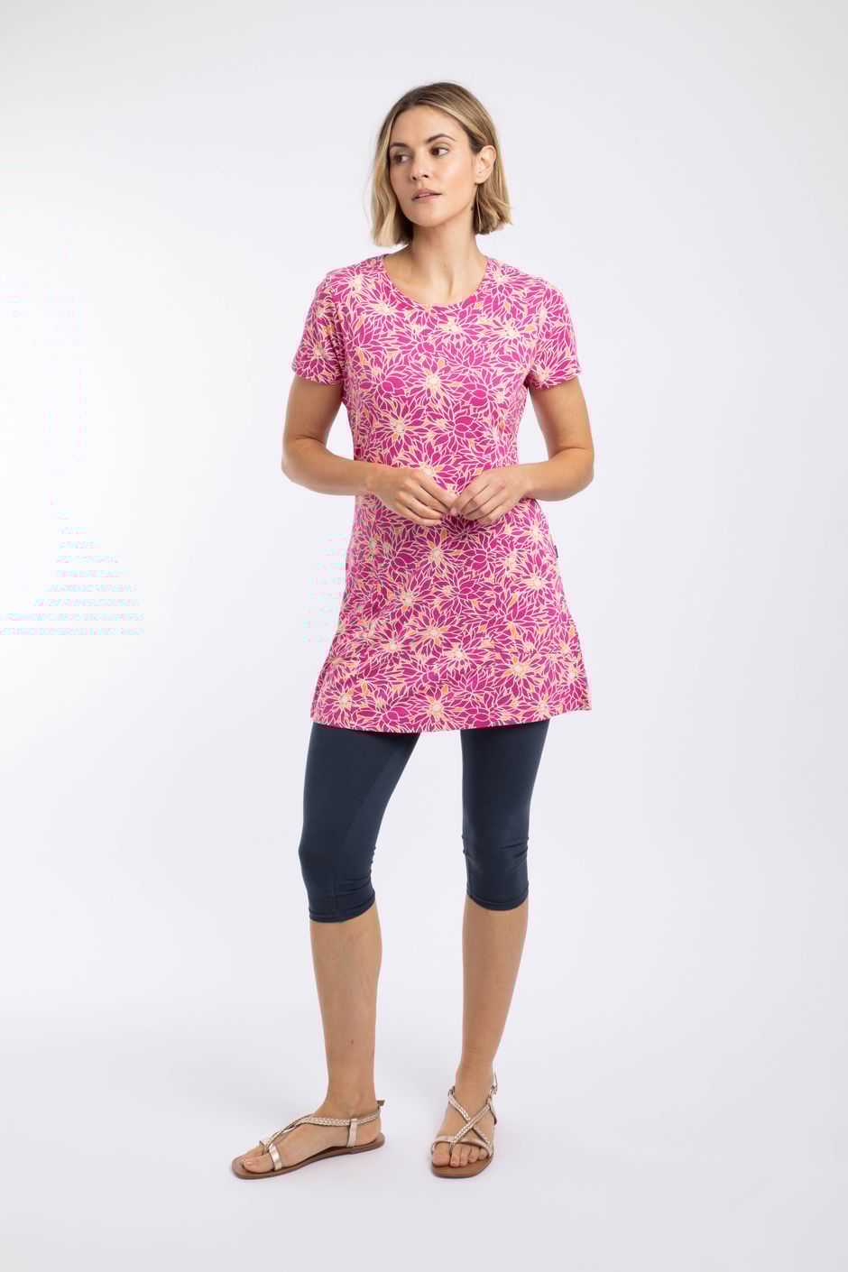 Sidra Printed Jersey Slub Tunic Gerbera