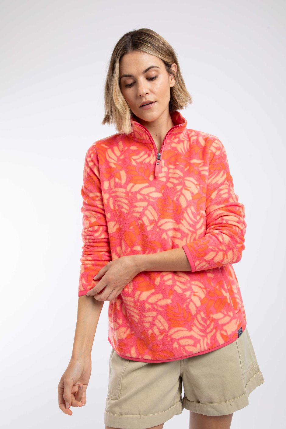 Rory 1/4 Zip Printed Microfleece Flamingo