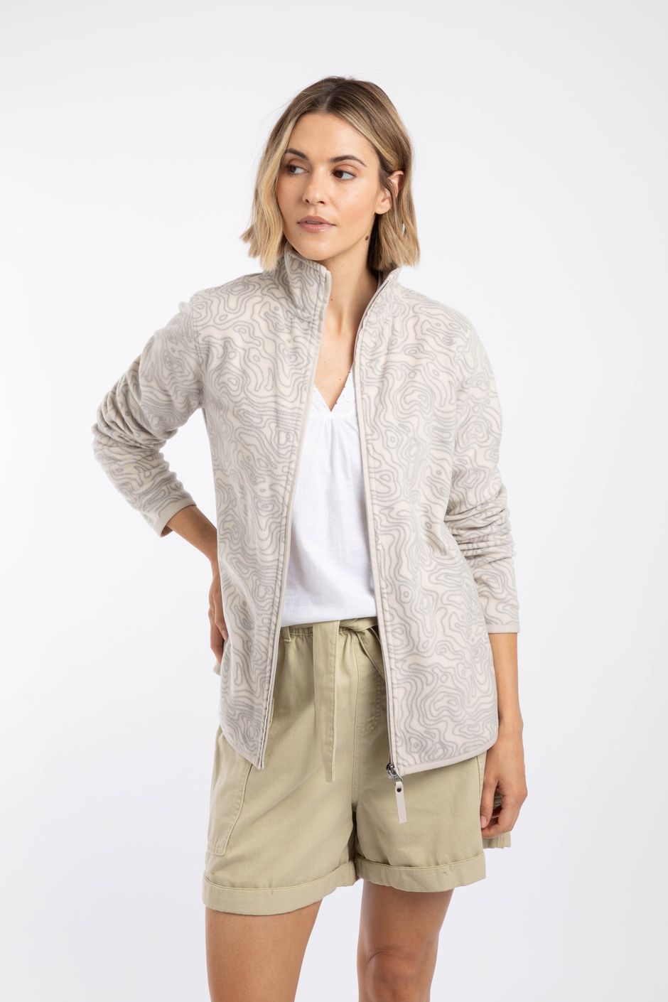 Bridget Full Zip Printed Microfleece Frost Grey