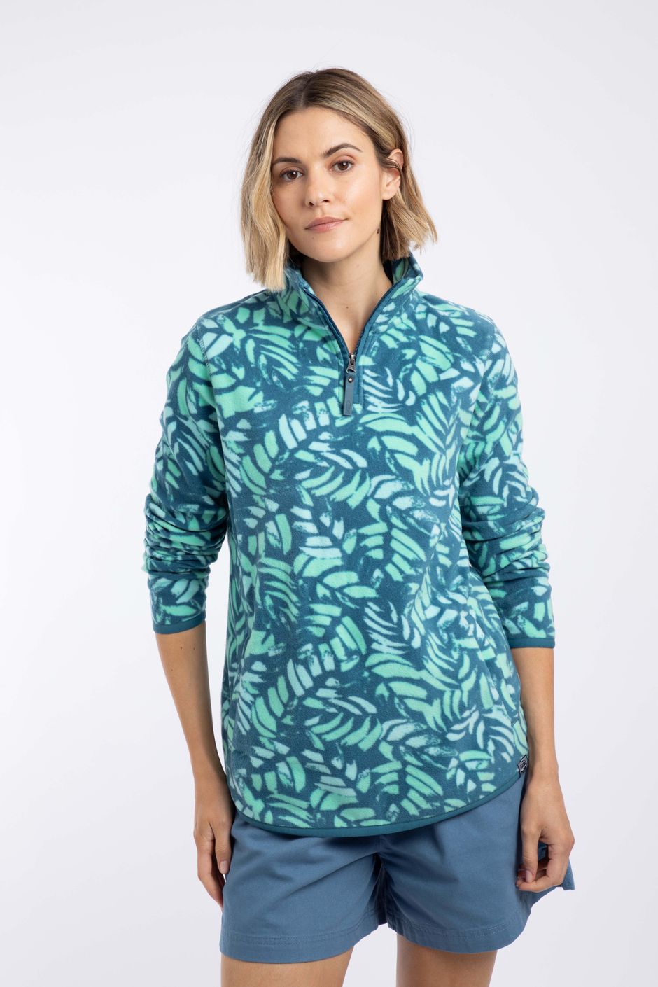 Rory 1/4 Zip Printed Microfleece Majolica Blue
