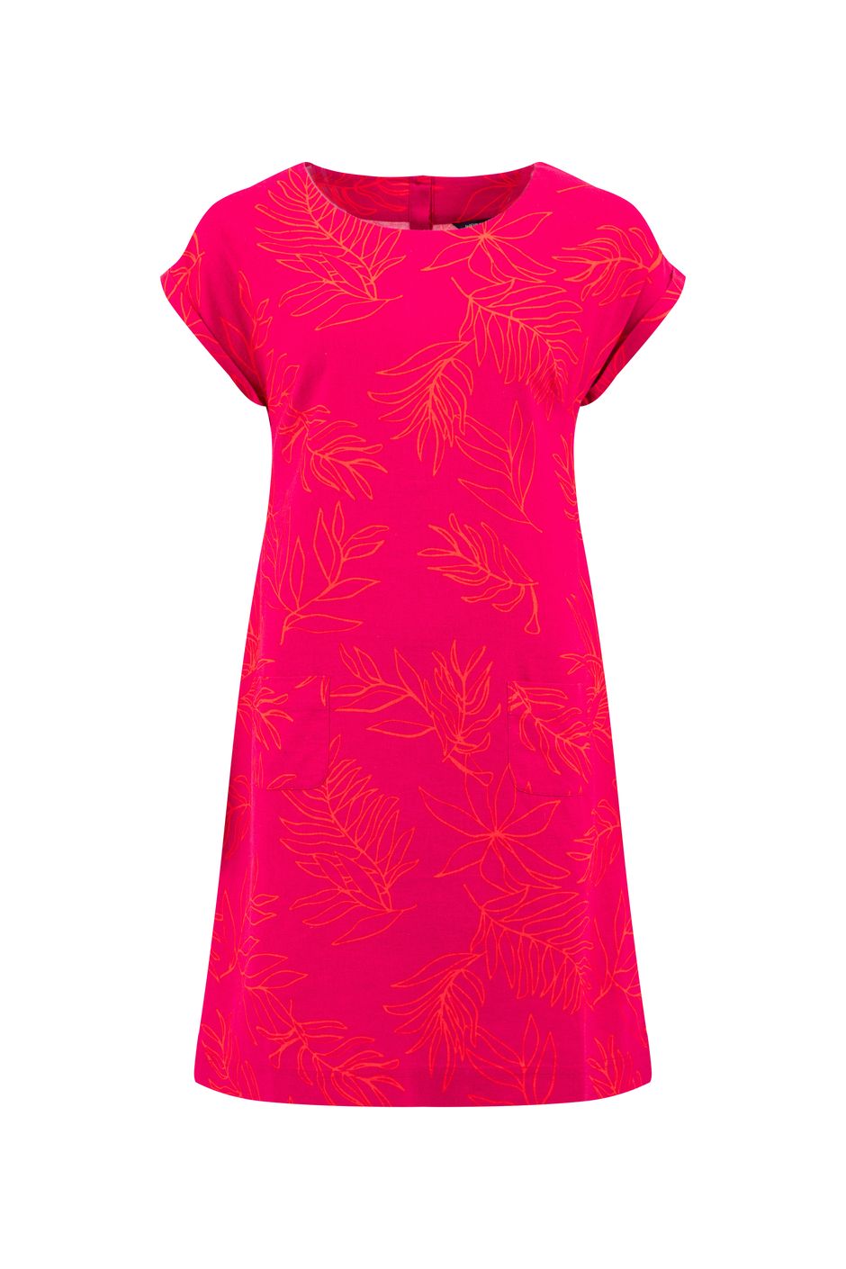 Orlando Printed Linen Rich Shift Dress Dark Pink