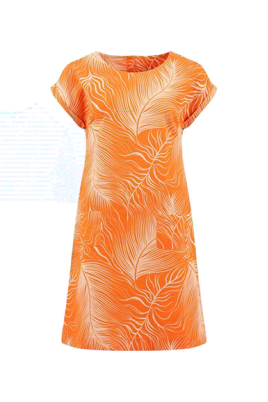 Orlando Printed Linen Rich Shift Dress Orange Peel