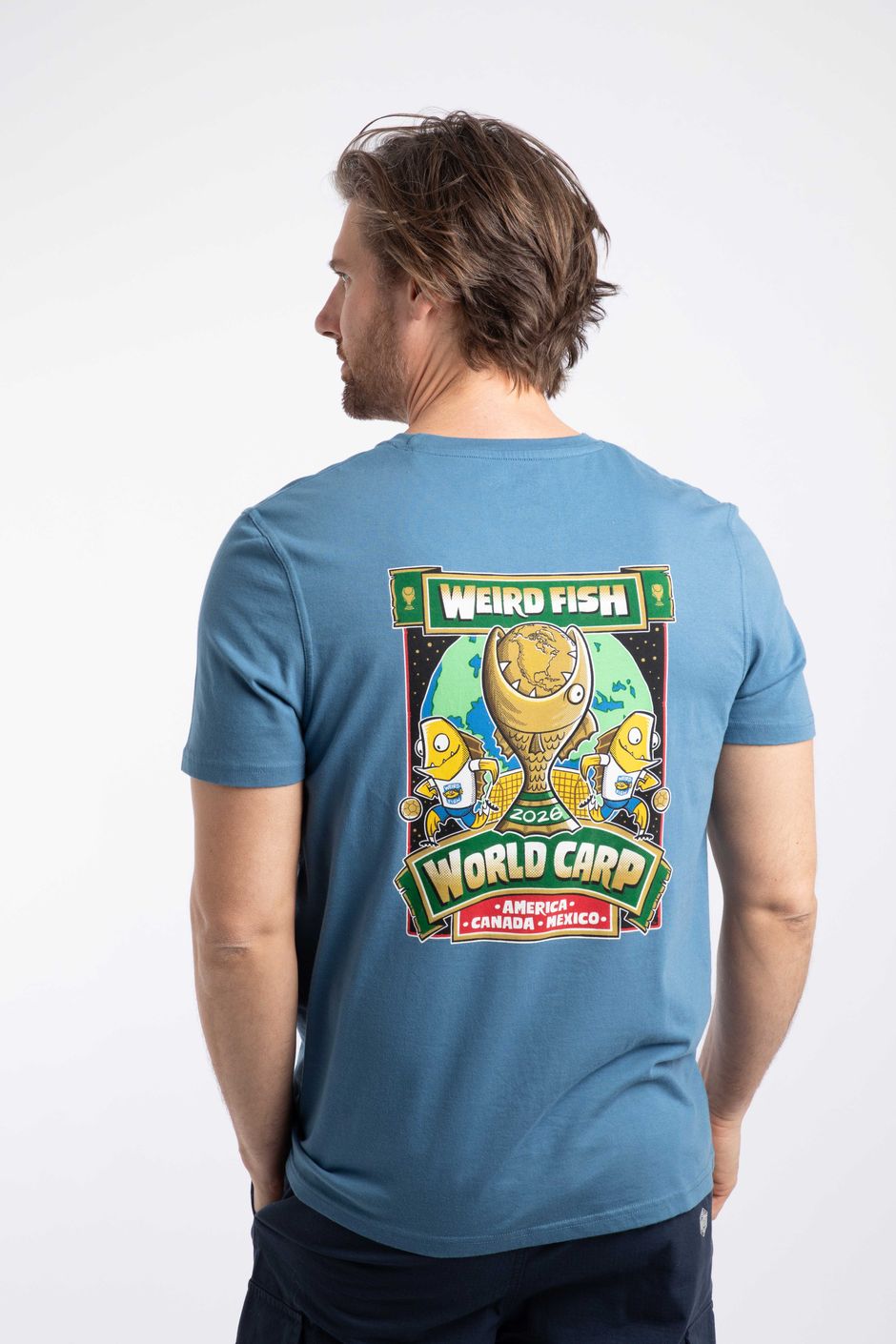 The World Carp 26 Back Print Artist T-Shirt Washed Blue