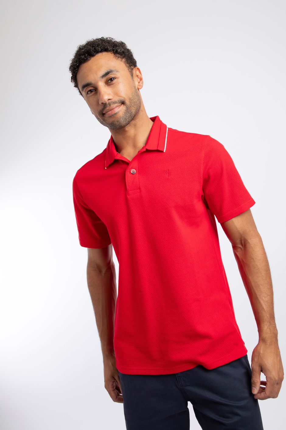 Powell Textured Polo Shirt Barberry Red Marl