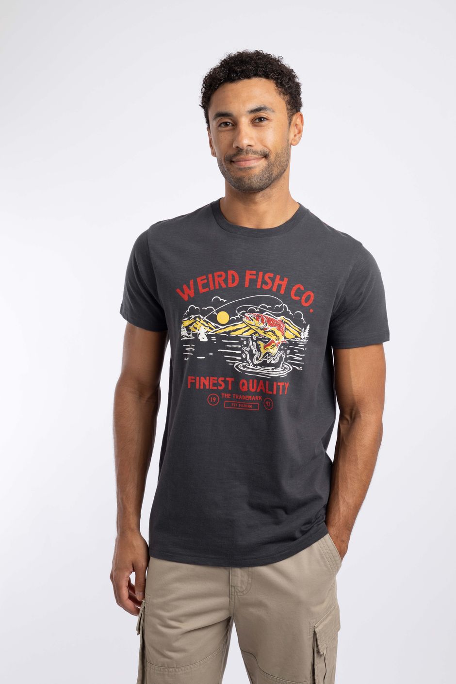 Fish Out Of Water Front Print Graphic T-Shirt Coal