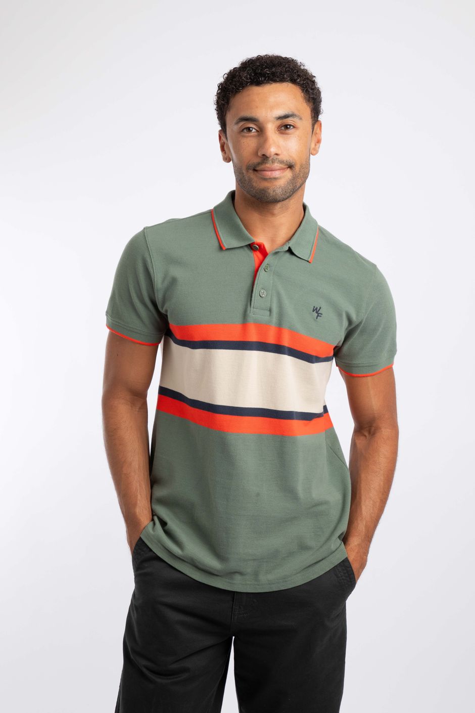 Bradbury Pique Stripe Polo Shirt Woodland Sage