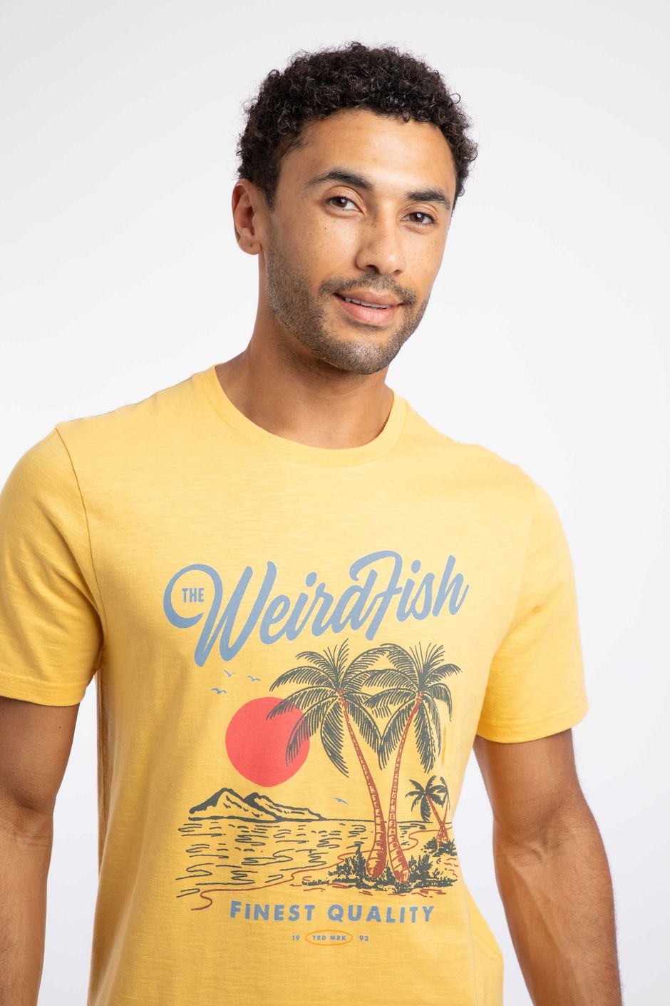 Palm Island Front Print Graphic T-Shirt Lemon Yellow