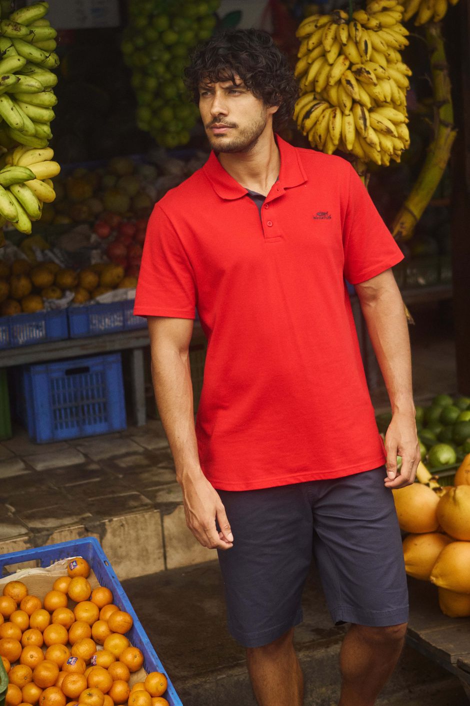 Miles Pique Polo Shirt Barberry Red Marl