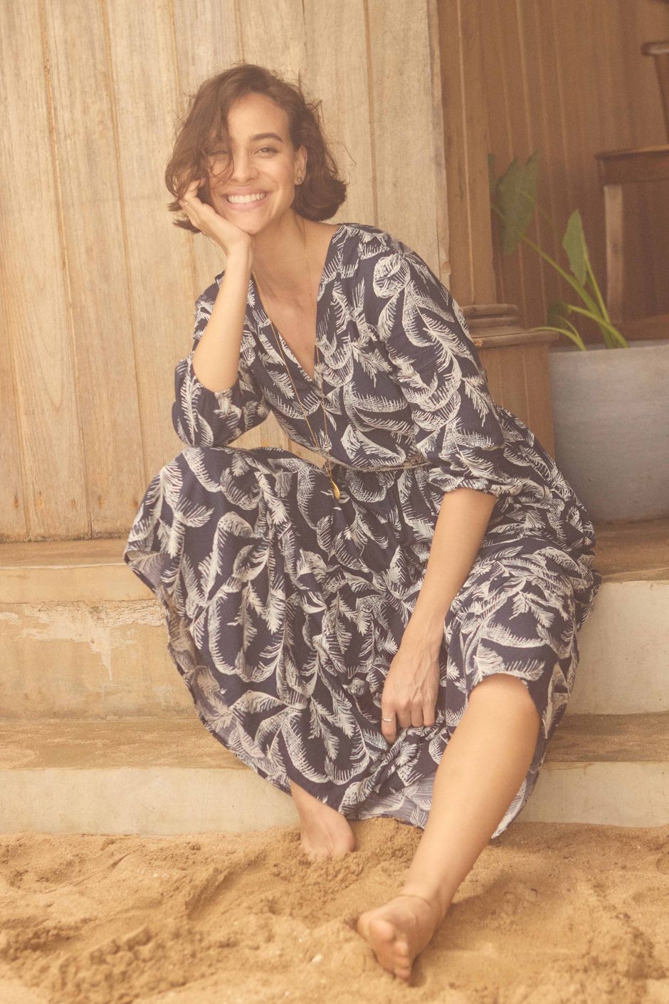Himanshee Printed Viscose Maxi Dress Ink
