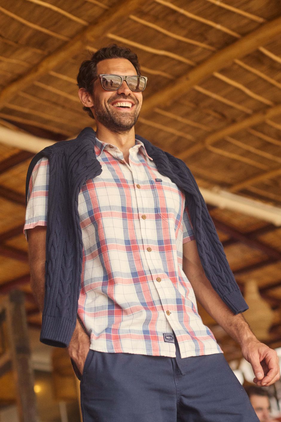 Angeles Short Sleeve Check Shirt White