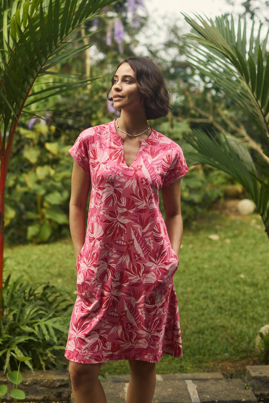 Suffolks Printed Jersey Dress Hot Pink