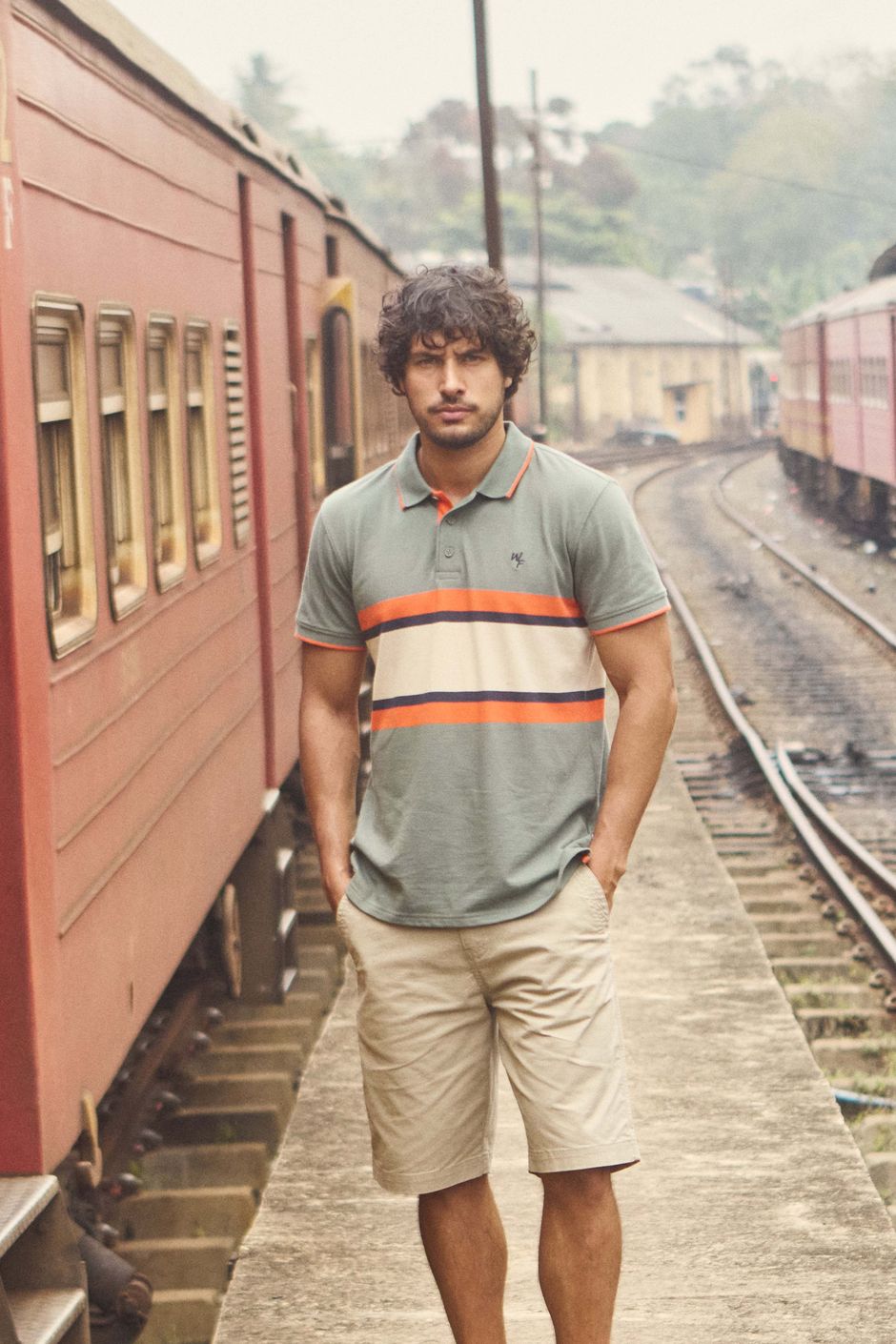 Bradbury Pique Stripe Polo Shirt Woodland Sage