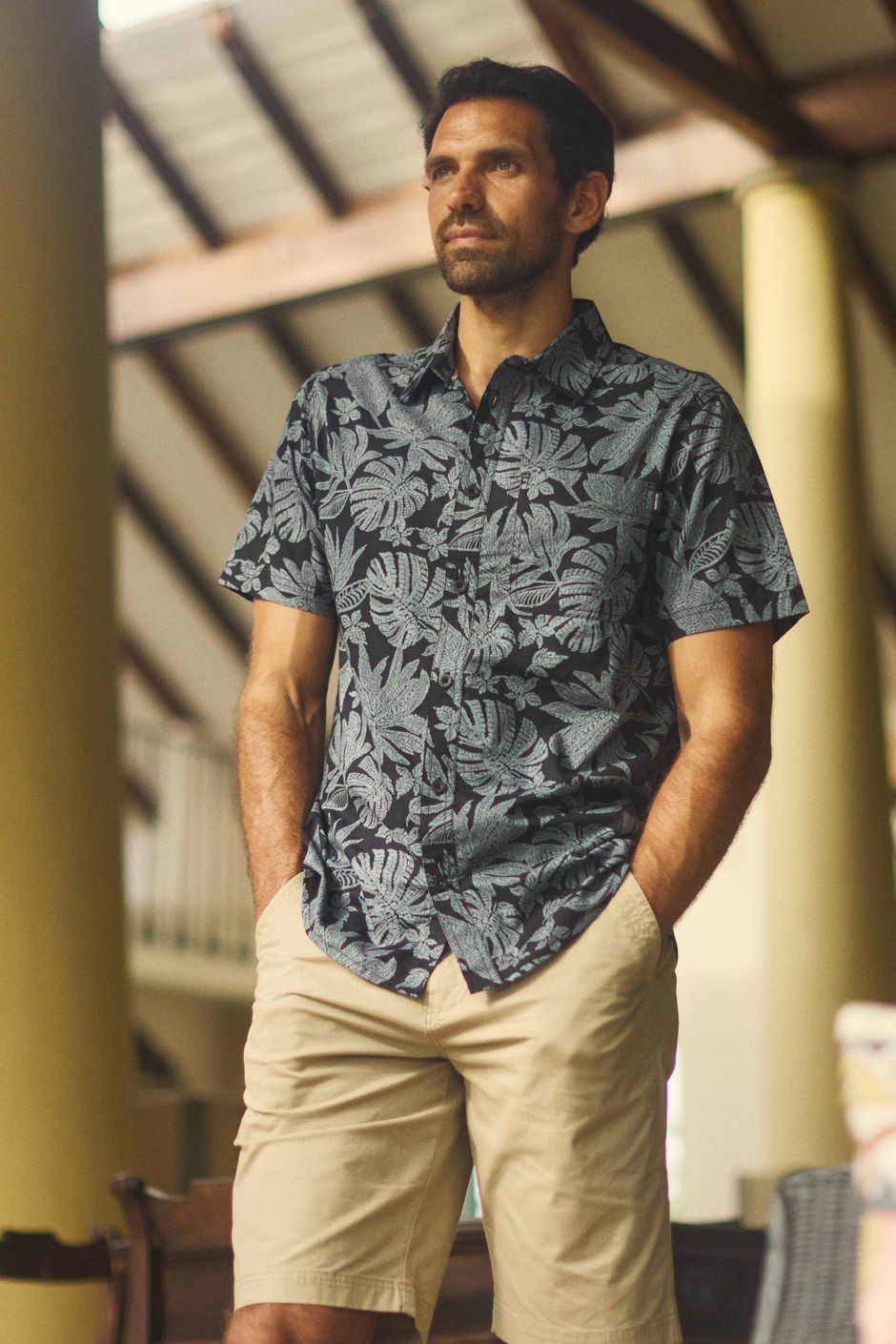 Faraway Short Sleeve Printed Shirt Mineral Blue