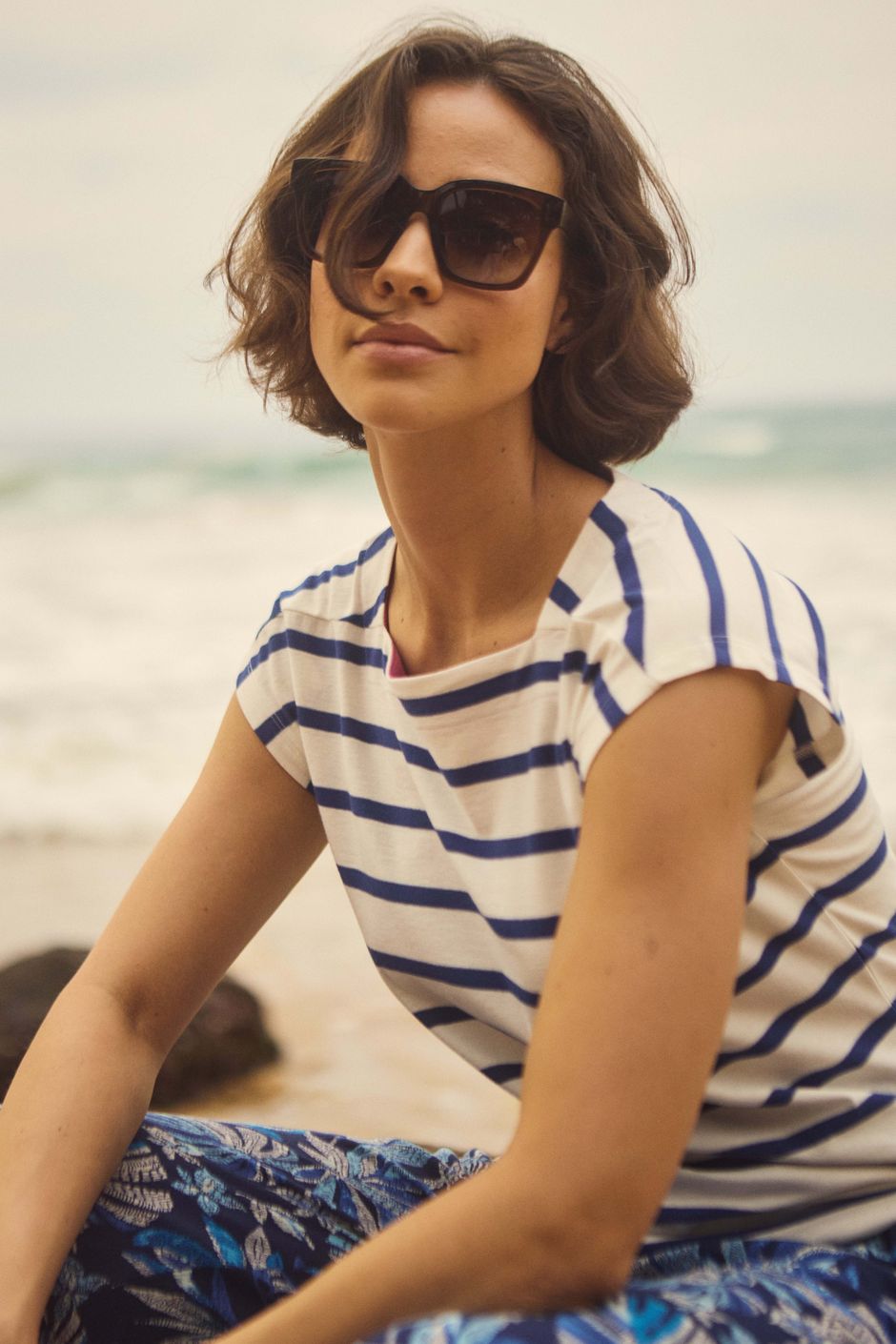 Bowe Striped Jersey T-Shirt Mazarine Blue