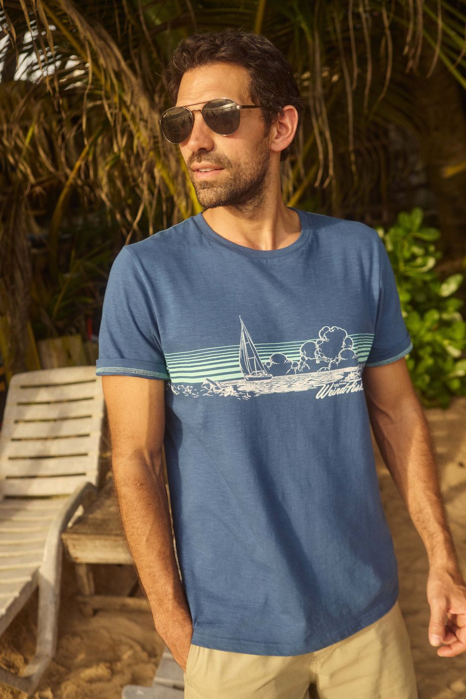 Nautical Sky Front Print Graphic T-Shirt Ensign Blue