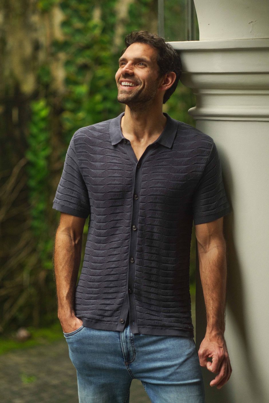 Tod Short Sleeve Knitted Shirt Navy