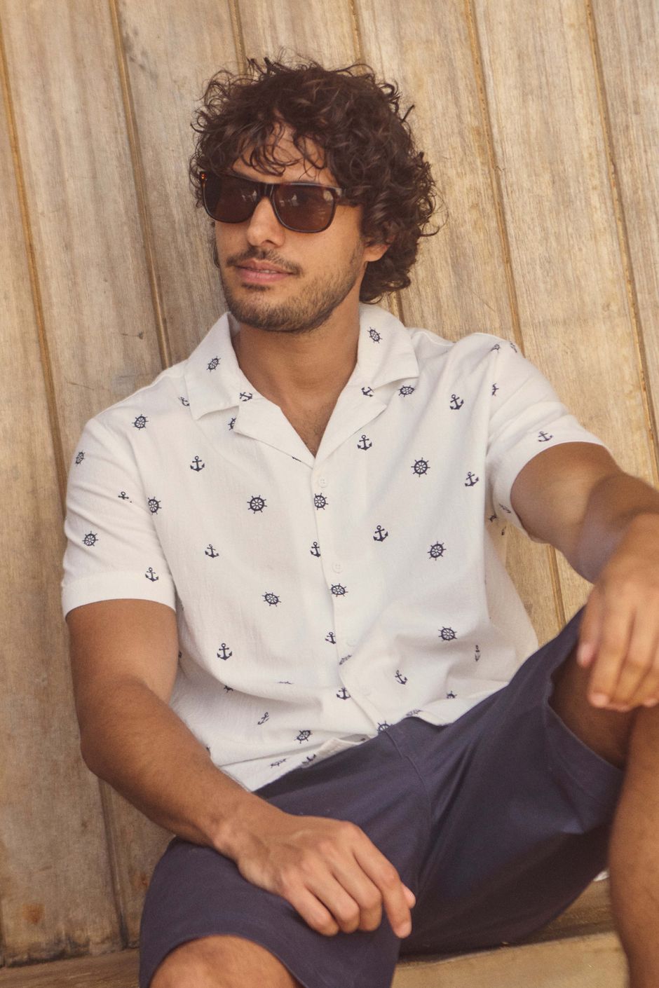 Hugh Printed Shirt Dusty White
