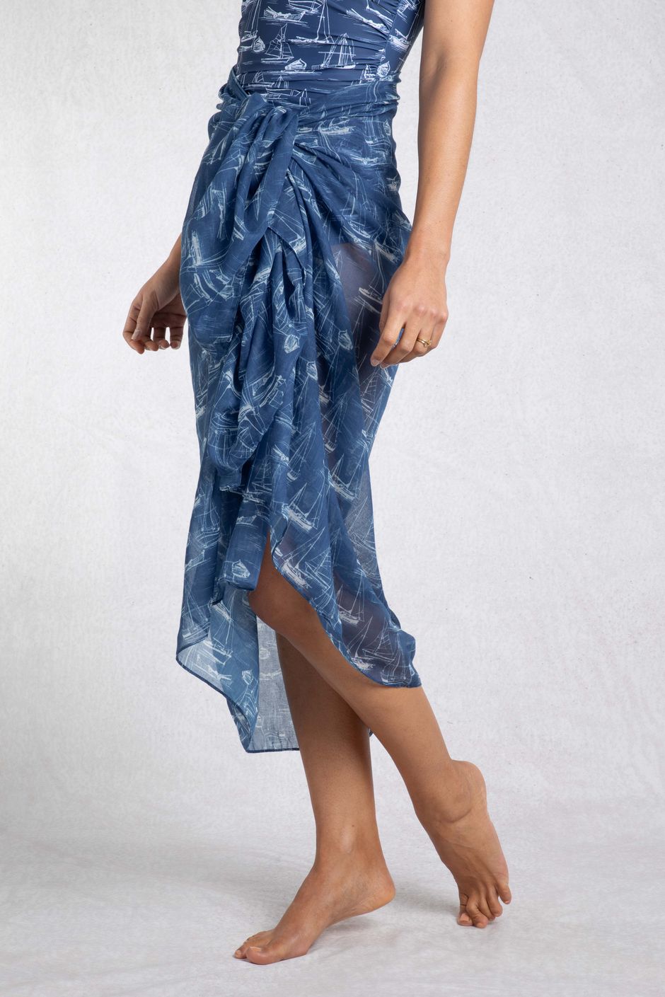 Kiera Printed Sarong Scarf Ensign Blue