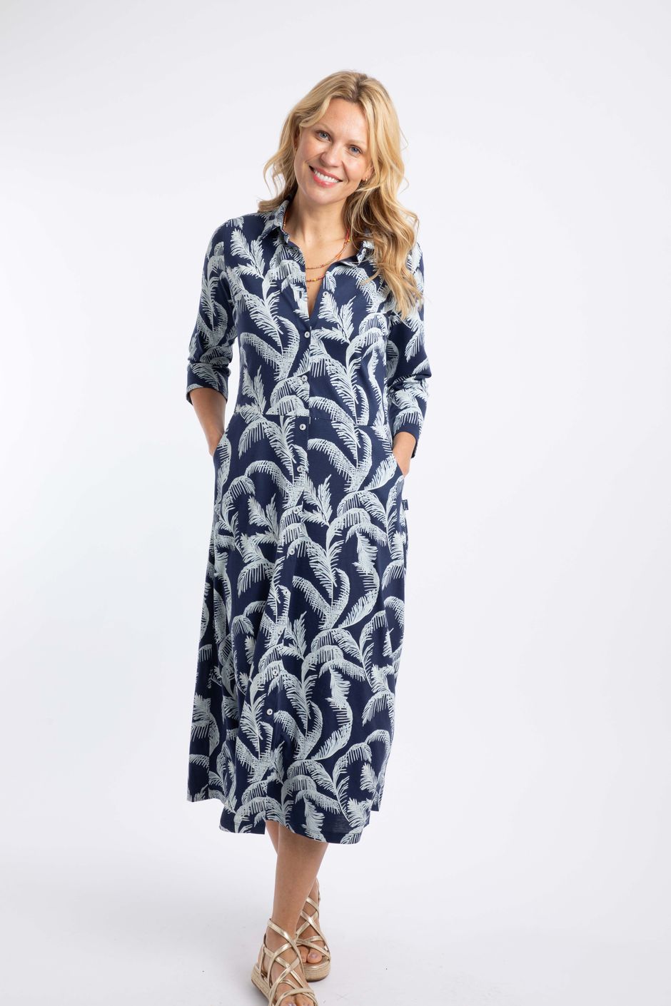 Hydra Printed Jersey Shirt Dress Ink