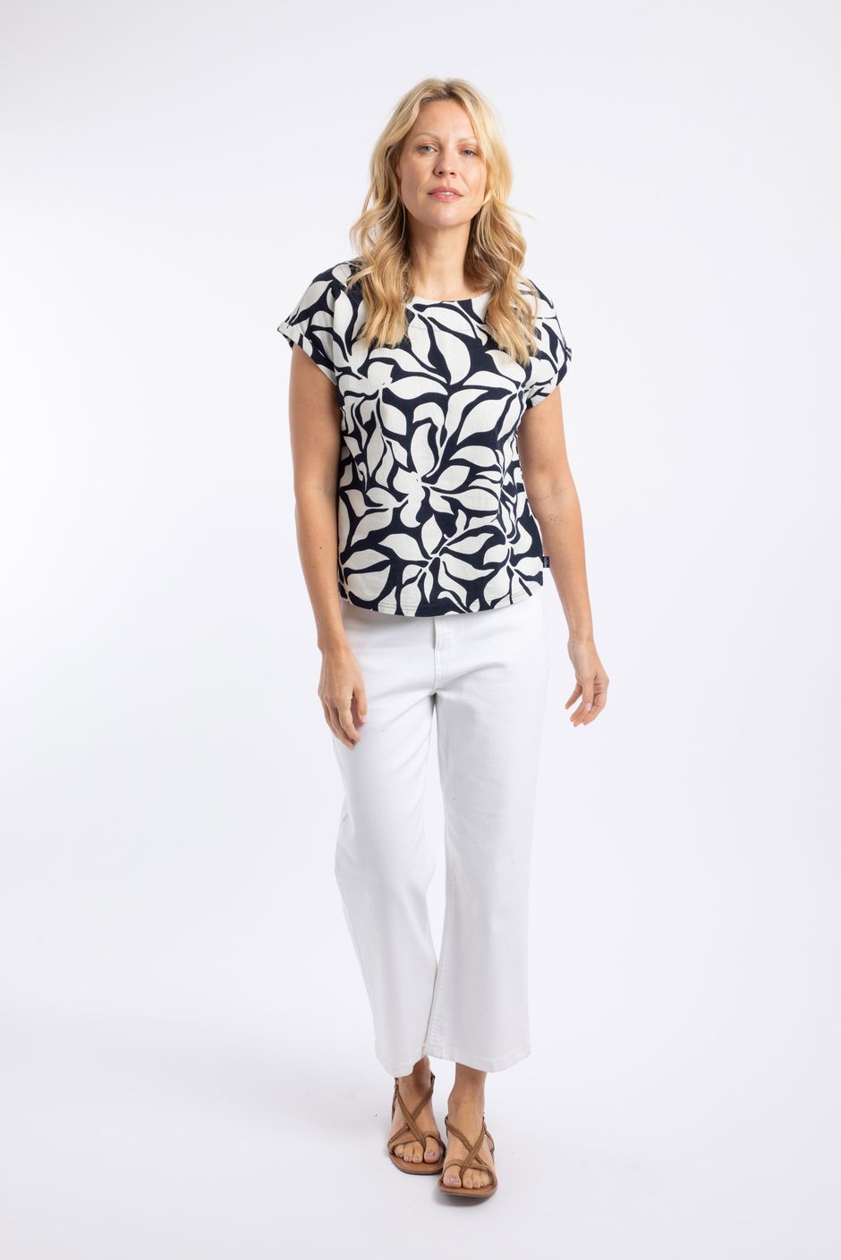 Clearwater Printed Linen Rich Top Midnight Ink
