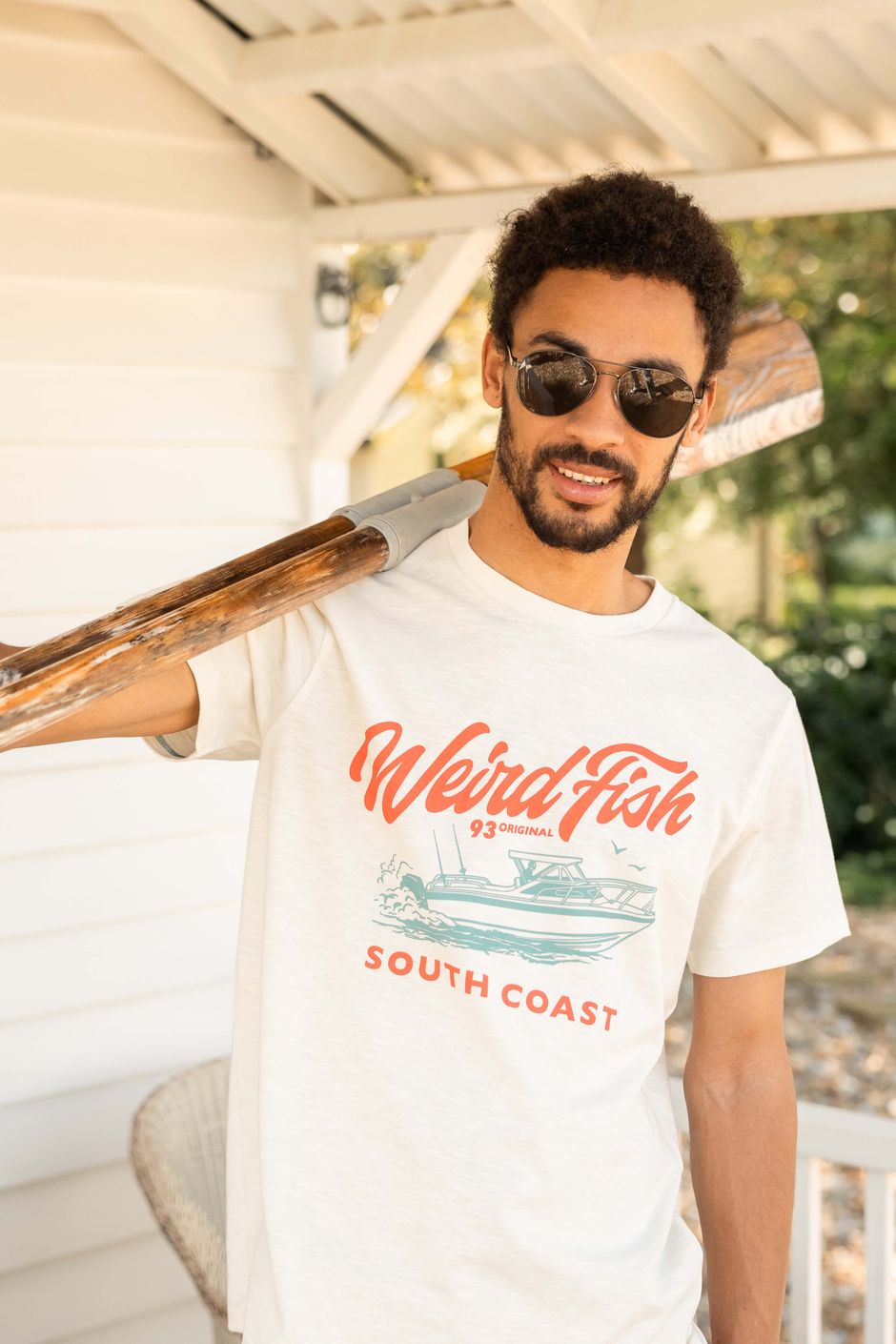 South Coast Front Print Graphic T-Shirt Dusty White