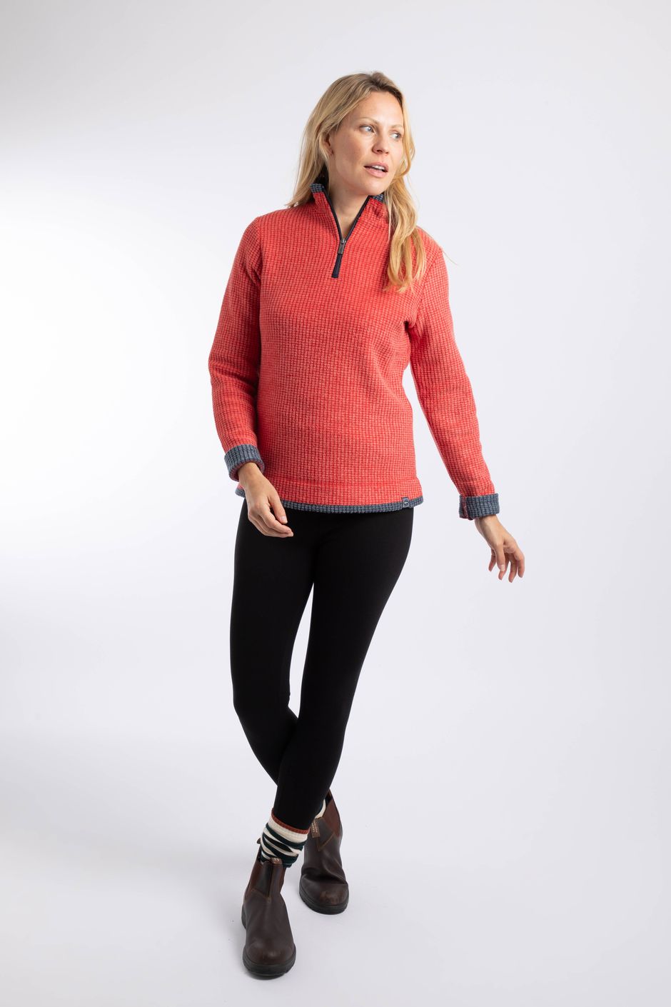 Beye 1/4 Zip Grid Fleece Acer Red
