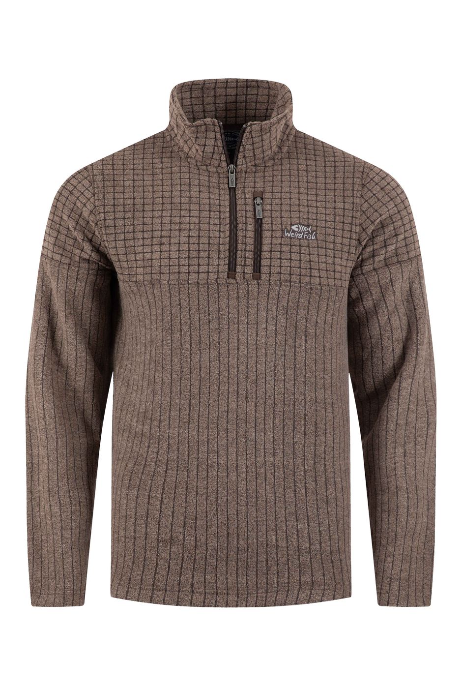 Longmont 1/4 Zip Stripe Grid Fleece Chocolate