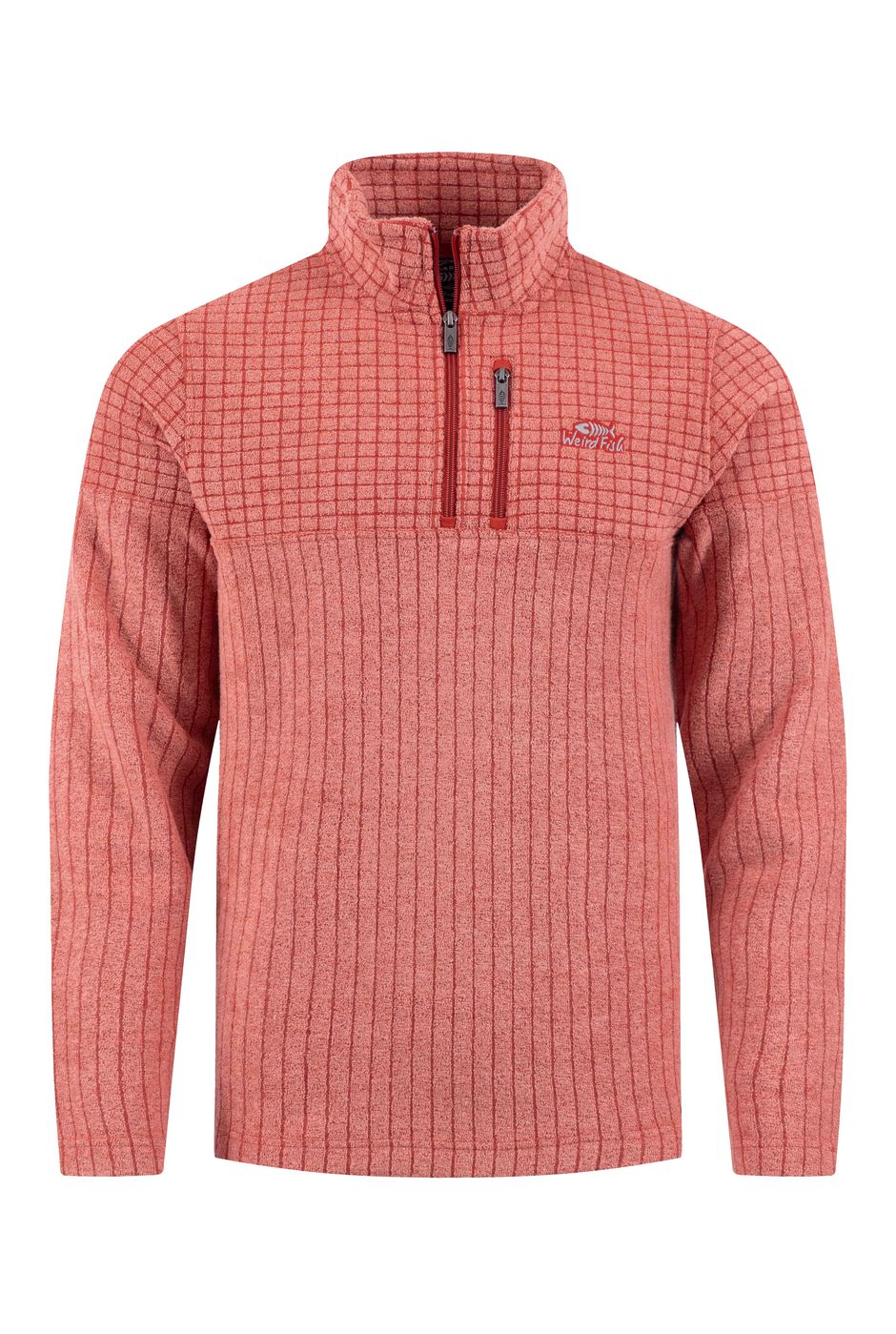 Longmont 1/4 Zip Stripe Grid Fleece Nut