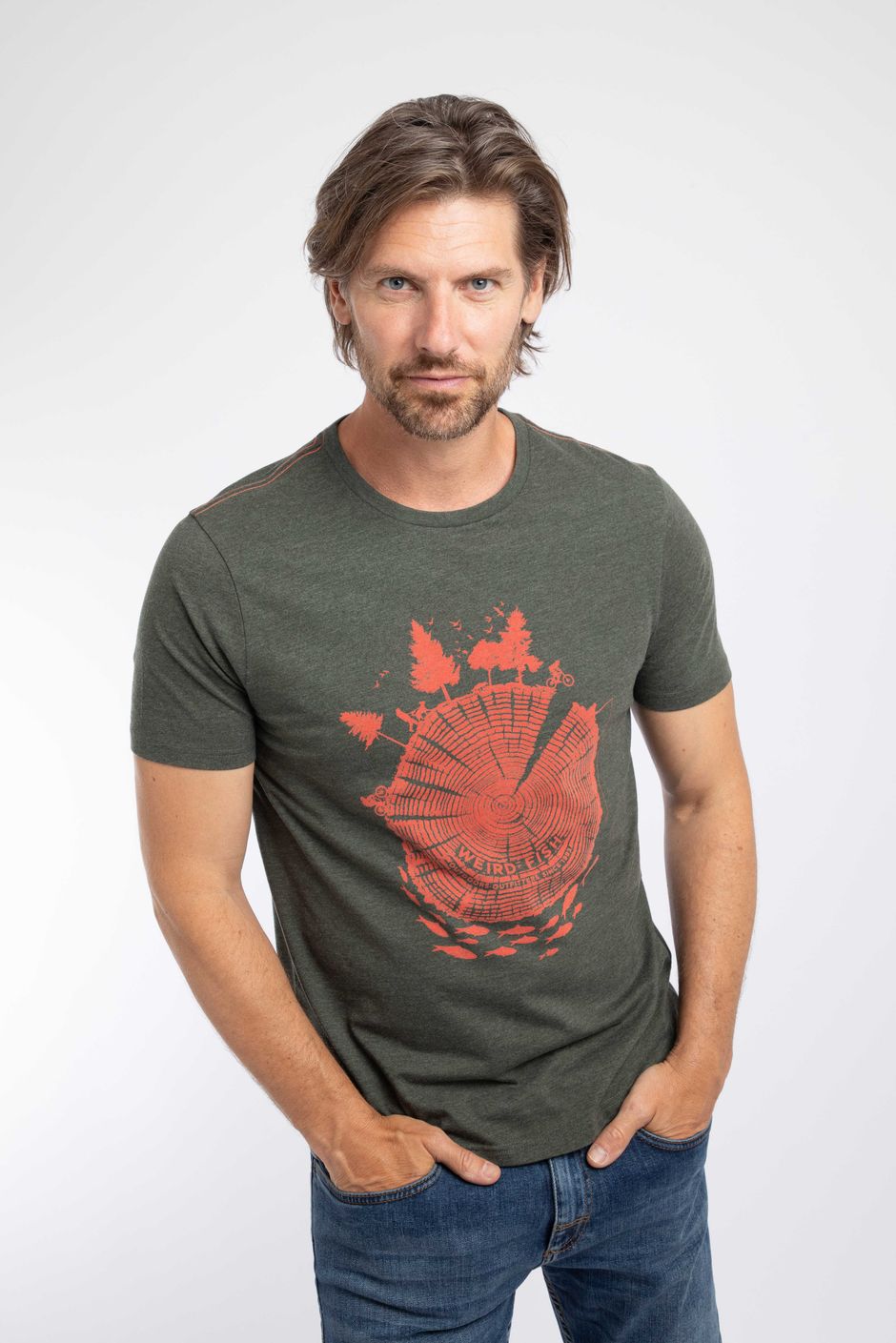 Woodsman Front Print Graphic T-Shirt Fir Green