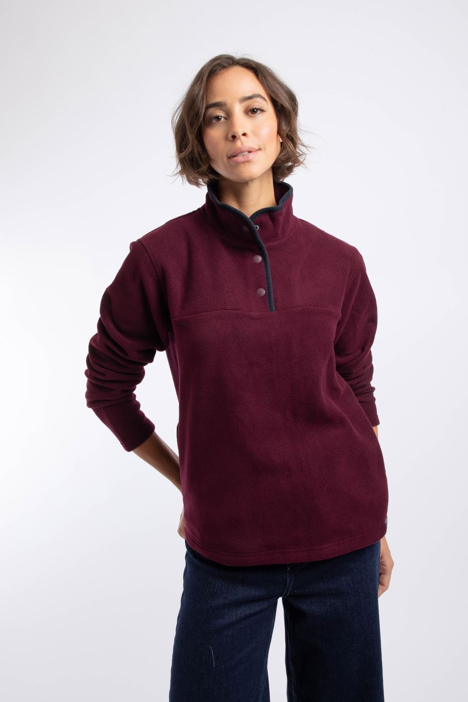 Harriet Funnel Neck Microfleece Jumper Aubergine