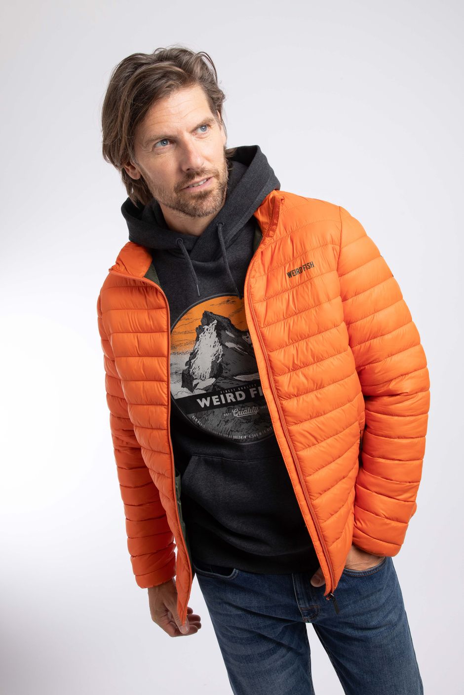 Crantock Lightweight Showerproof Padded Jacket Koi Orange